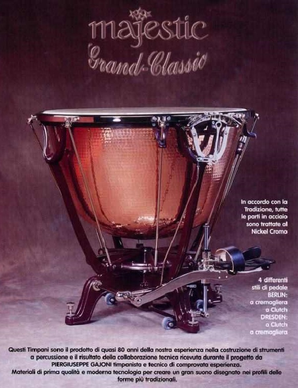 Collaborazione con la MAJESTIC per sviluppo timpani Grand-Classic